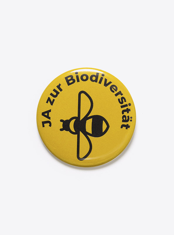 Button Standard Mit Anstecknadel Politikwerkstatt Biodiversitaet Initiative Bedrucken Kampagne Gelb