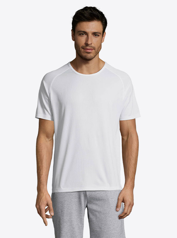 Herren T Shirt Sport Sol Sporty Mit Logo Bedrucken White