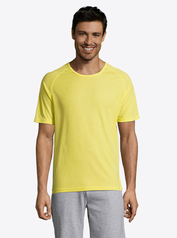 Herren T Shirt Sport Sol Sporty Mit Logo Bedrucken Yellow