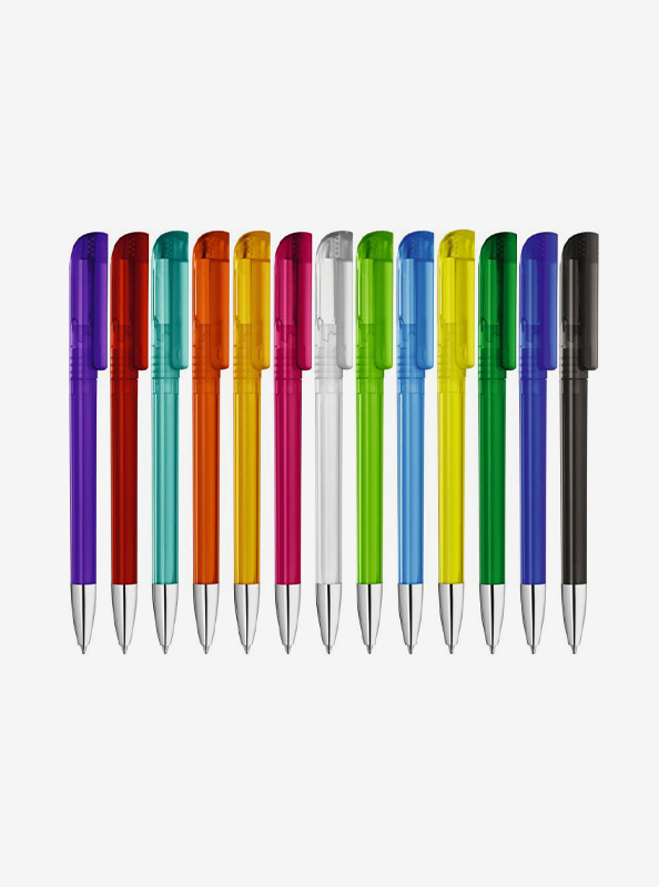 Kugelschreiber Budget Uma UP SI Mit Logo Bedrucken Transparente Farben