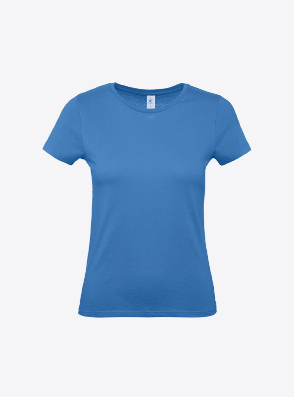 T Shirt B&C E150 Damen Budget Baumwolle Mit Logo Siebdruck Azur