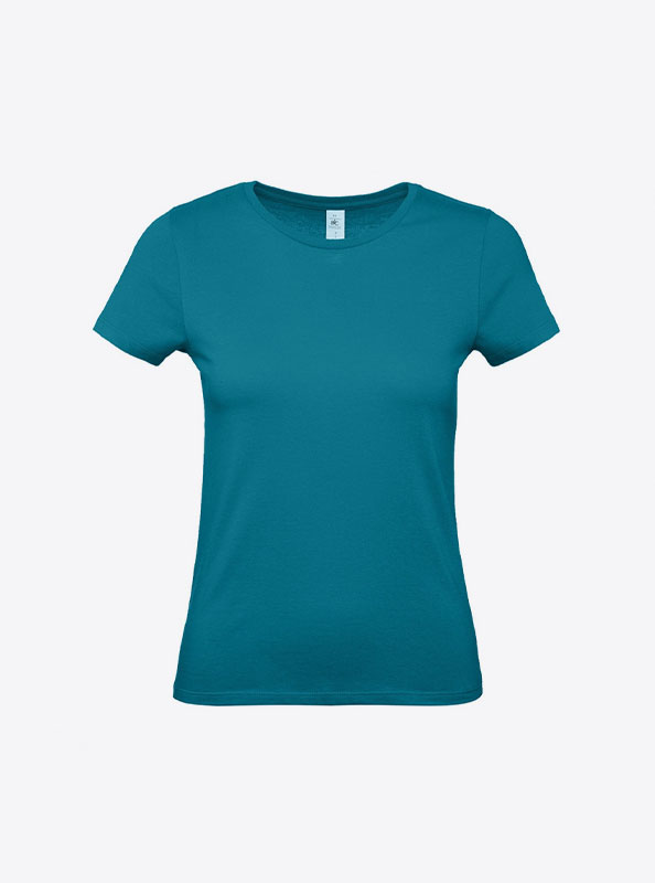 T Shirt B&C E150 Damen Budget Baumwolle Mit Logo Siebdruck Diva Blue