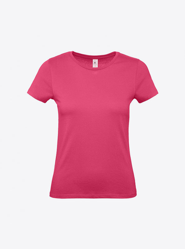 T Shirt B&C E150 Damen Budget Baumwolle Mit Logo Siebdruck Fuchsia