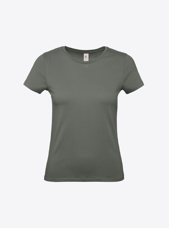 T Shirt B&C E150 Damen Budget Baumwolle Mit Logo Siebdruck Millenial Khaki