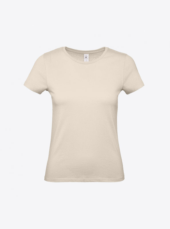 T Shirt B&C E150 Damen Budget Baumwolle Mit Logo Siebdruck Natural