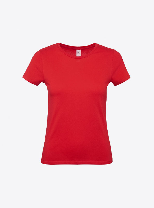 T Shirt B&C E150 Damen Budget Baumwolle Mit Logo Siebdruck Red