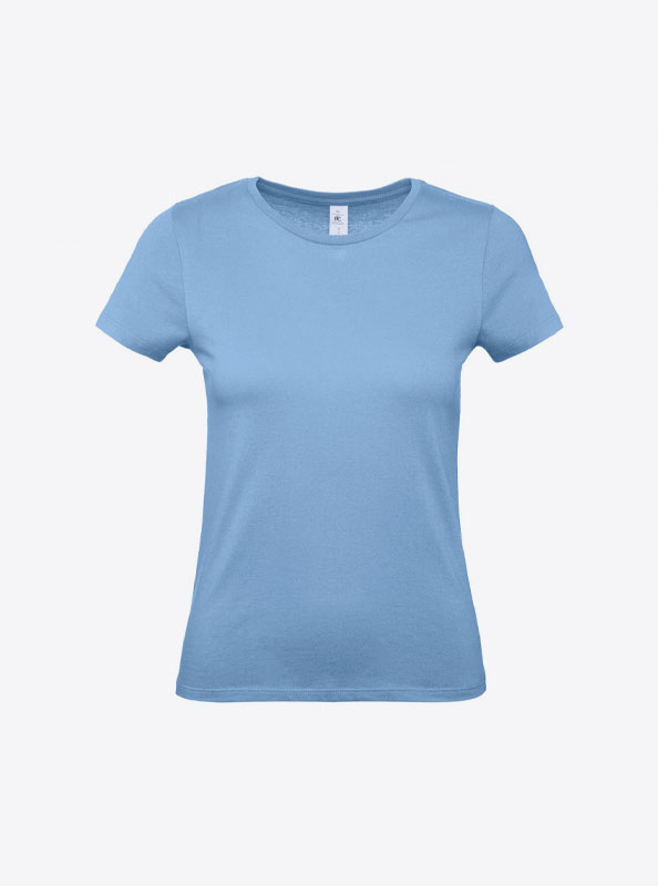 T Shirt B&C E150 Damen Budget Baumwolle Mit Logo Siebdruck Sky Blue