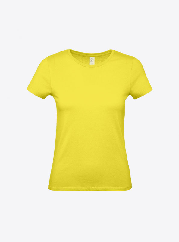T Shirt B&C E150 Damen Budget Baumwolle Mit Logo Siebdruck Solar Yellow