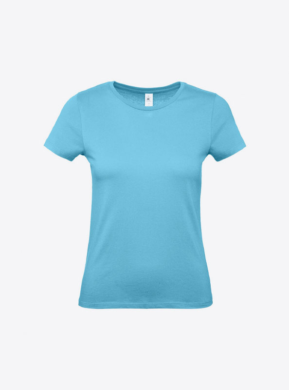 T Shirt B&C E150 Damen Budget Baumwolle Mit Logo Siebdruck Turquoise