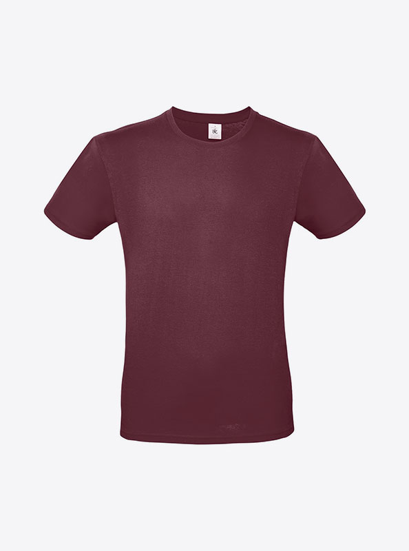 T Shirt B&C E150 Herren Budget Baumwolle Mit Logo Siebdruck Burgundy