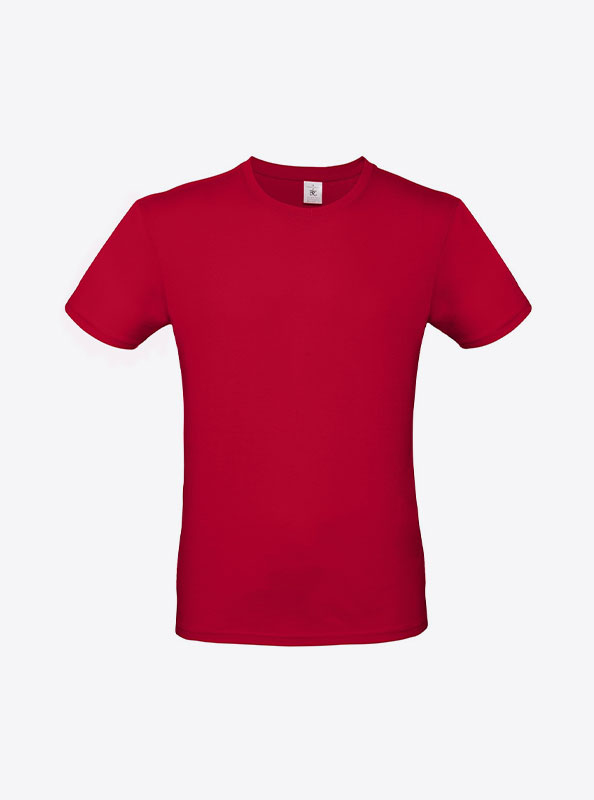 T Shirt B&C E150 Herren Budget Baumwolle Mit Logo Siebdruck Deep Red