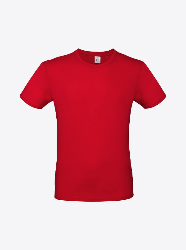 T Shirt B&C E150 Herren Budget Baumwolle Mit Logo Siebdruck Fire Red
