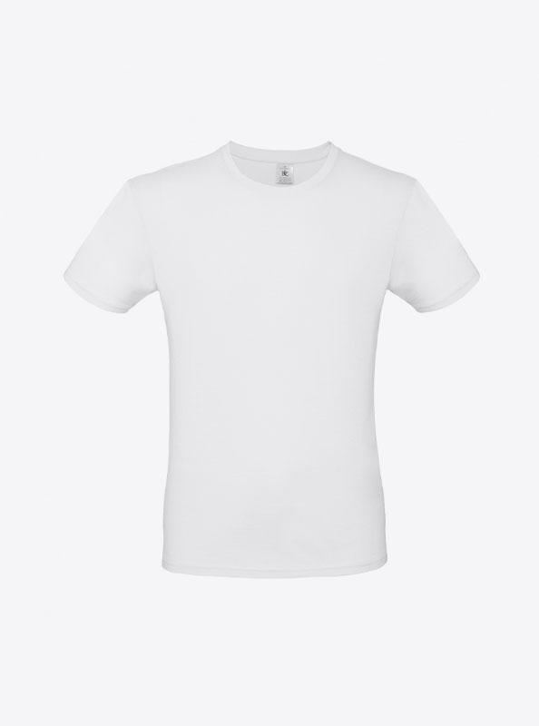 T Shirt B&C E150 Herren Budget Baumwolle Mit Logo Siebdruck White