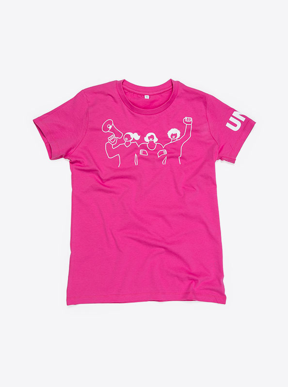 T Shirt Damen Kurzarm Unia Mit Logo Bedrucken Kampagne Bio Baumwolle Siebruck Vorne