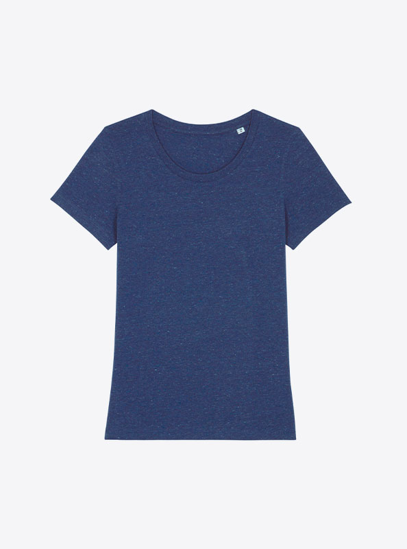T Shirt Stella And Stella Expresser Bio Baumwolle Mit Logo Siebdruck Heather Snow Mid Blue