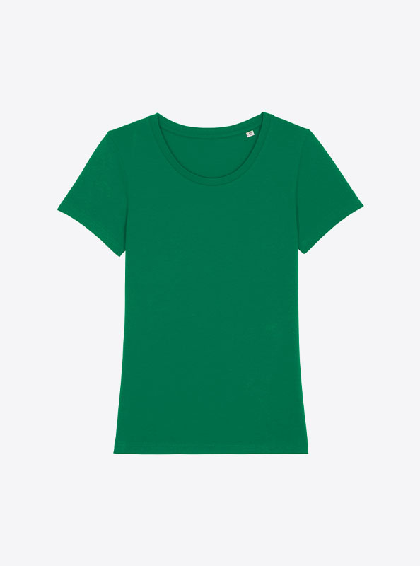T Shirt Stella And Stella Expresser Bio Baumwolle Mit Logo Siebdruck Varsity Green