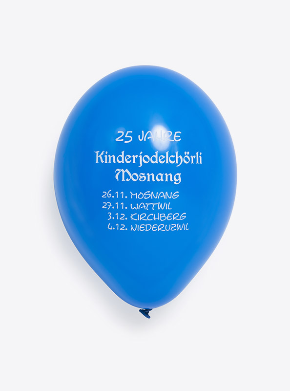 Ballon Mit Logo Bedruckt Kinderjodelchoerli Mosnang Latex Werbeartikel Blau