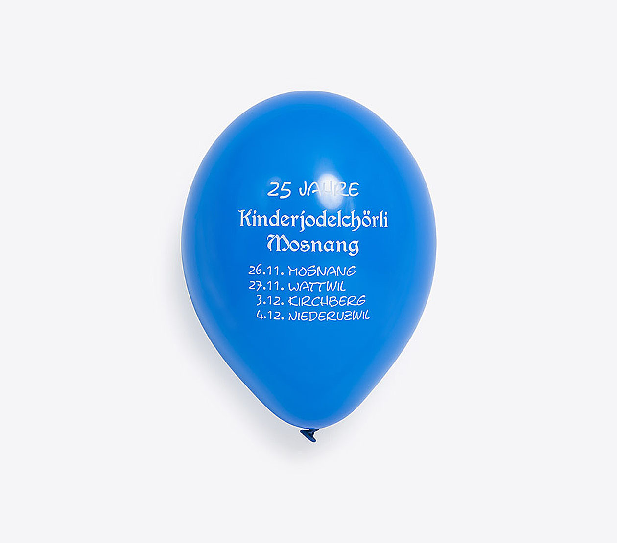 Ballon Mit Logo Bedruckt Kinderjodelchoerli Mosnang Latex Werbeartikel Blau