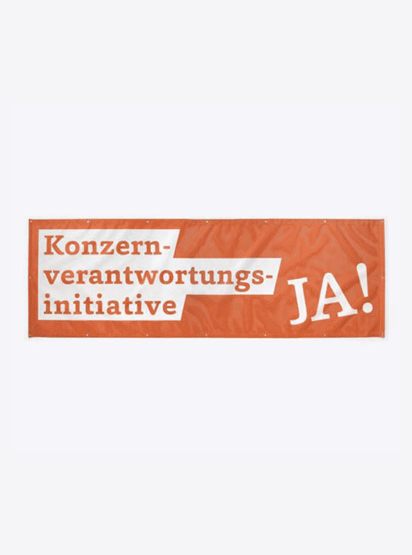 Banner XXL Konzernverantwortungsinitiative Mit Logo Bedrucken Polyester Fair Produziert