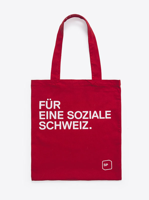 Baumwolltasche Sp Schweiz Fuer Eine Soziale Schweiz Mit Logo Slogan Bedrucken Kampagnenmaterial
