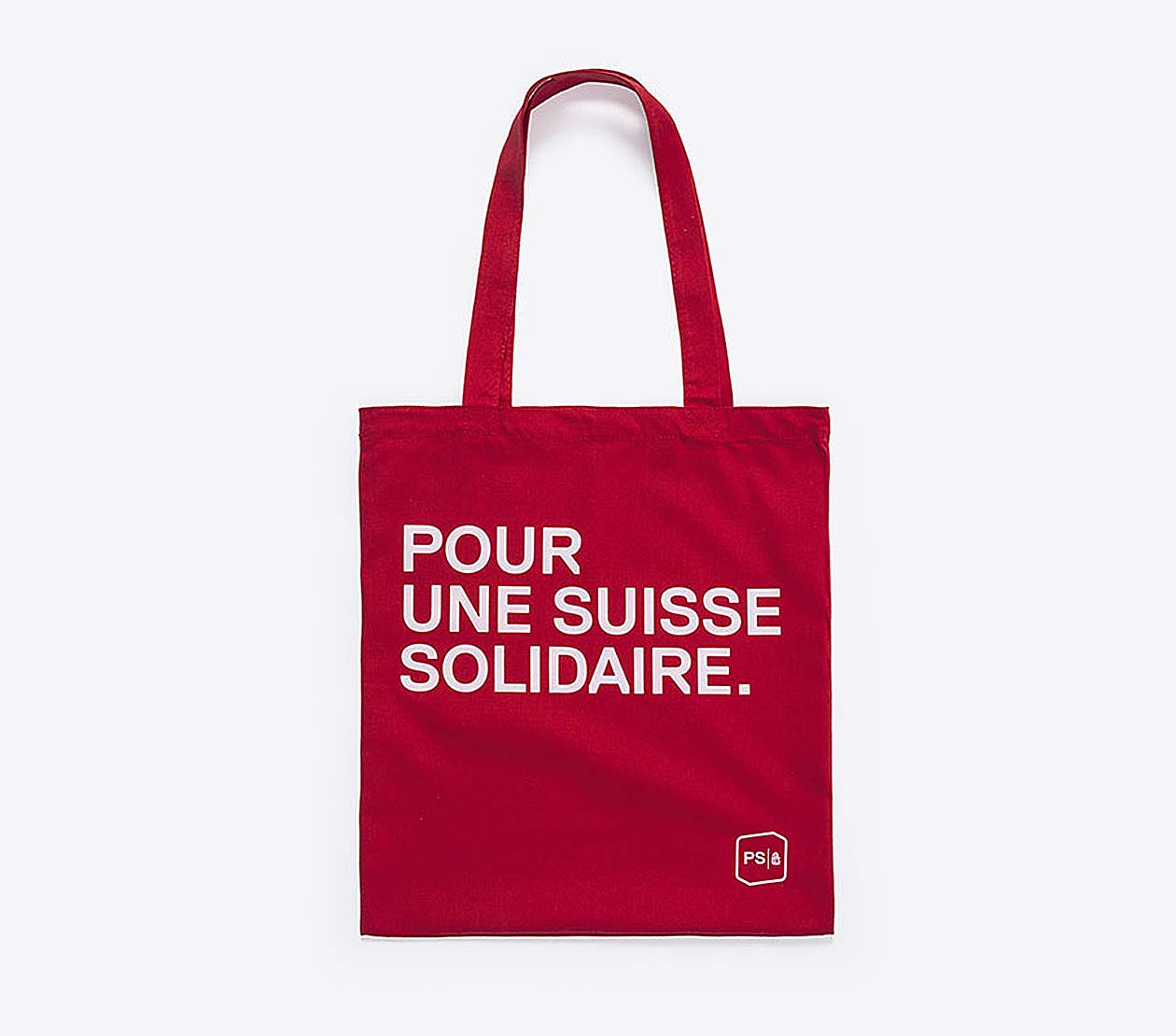 Baumwolltasche Sp Schweiz Pour Une Suisse Solidaire Mit Logo Slogan Bedrucken Kampagnenmaterial