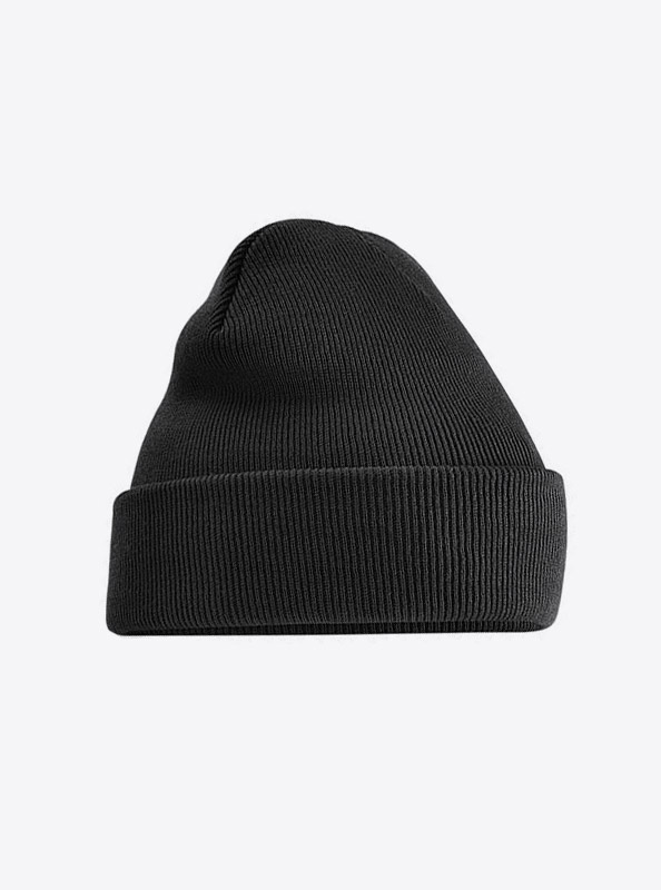 Beanie Beechfield B45 Mit Aufnaeher Label Branding Black