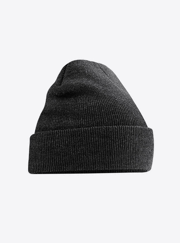 Beanie Beechfield B45 Mit Aufnaeher Label Branding Charcoal