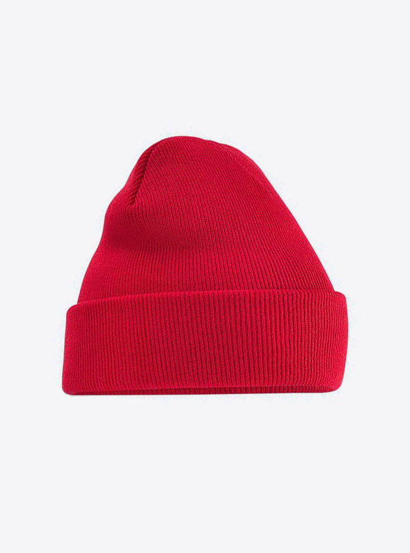 Beanie Beechfield B45 Mit Aufnaeher Label Branding Classic Red