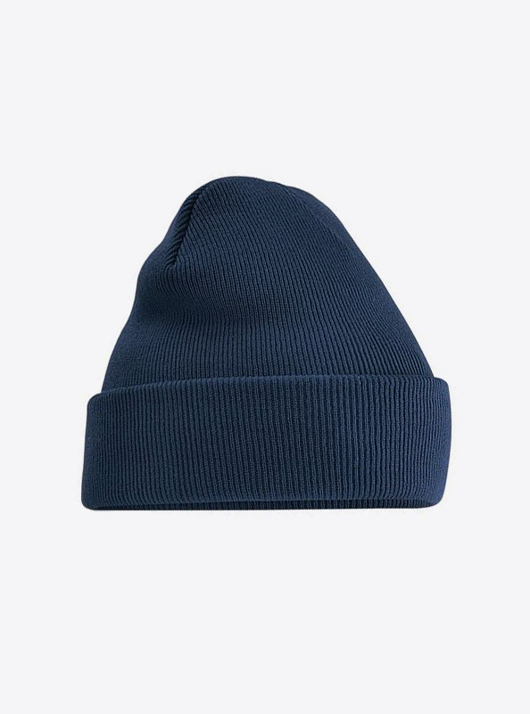 Beanie Beechfield B45 Mit Aufnaeher Label Branding French Navy