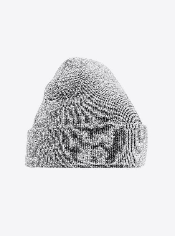 Beanie Beechfield B45 Mit Aufnaeher Label Branding Heather Grey