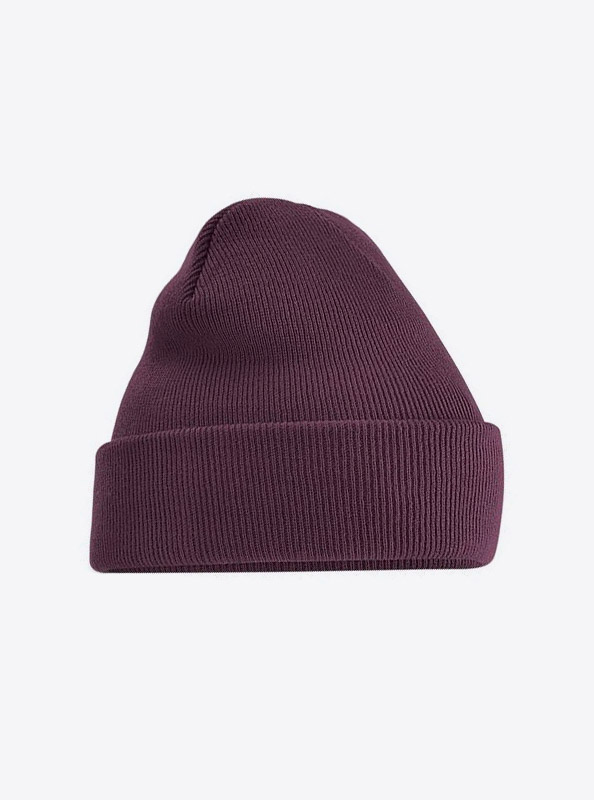 Beanie Beechfield B45 Mit Aufnaeher Label Branding Plum