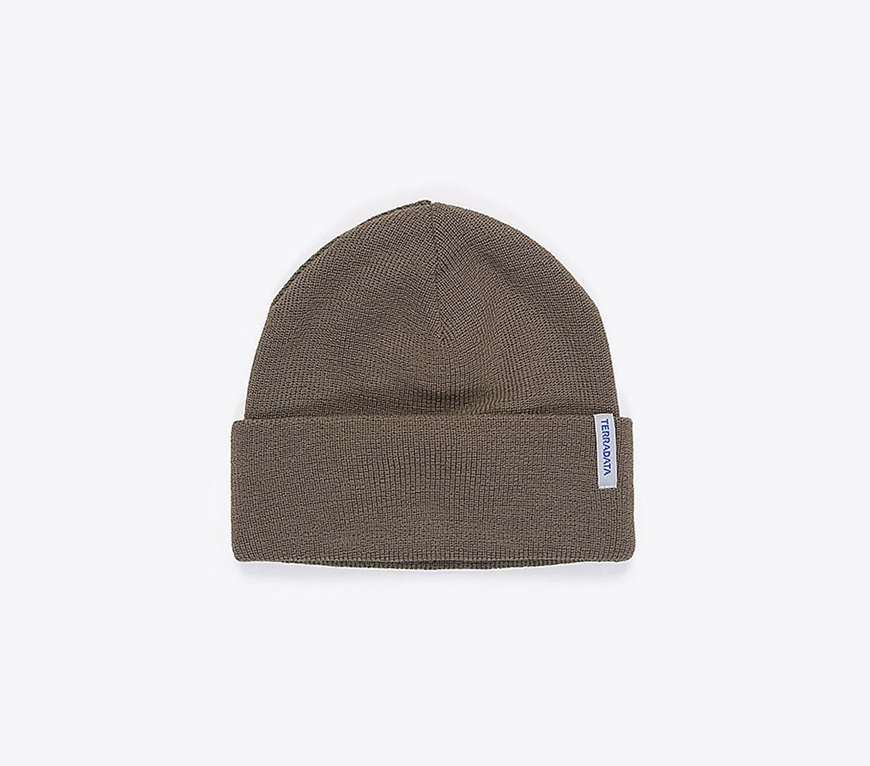 Beanie Plus Premium Terradata Label Stickerei Einwebung Aufnaeher Logo Firmenlogo Bio Baumwolle Braun