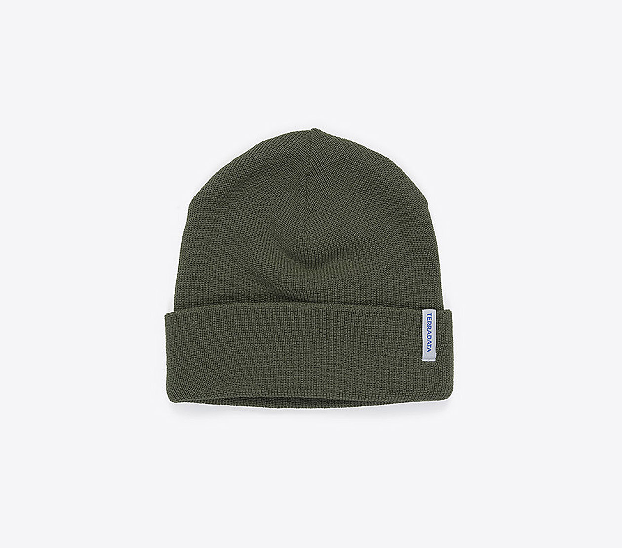 Beanie Plus Premium Terradata Label Stickerei Einwebung Aufnaeher Logo Firmenlogo Bio Baumwolle Gruen