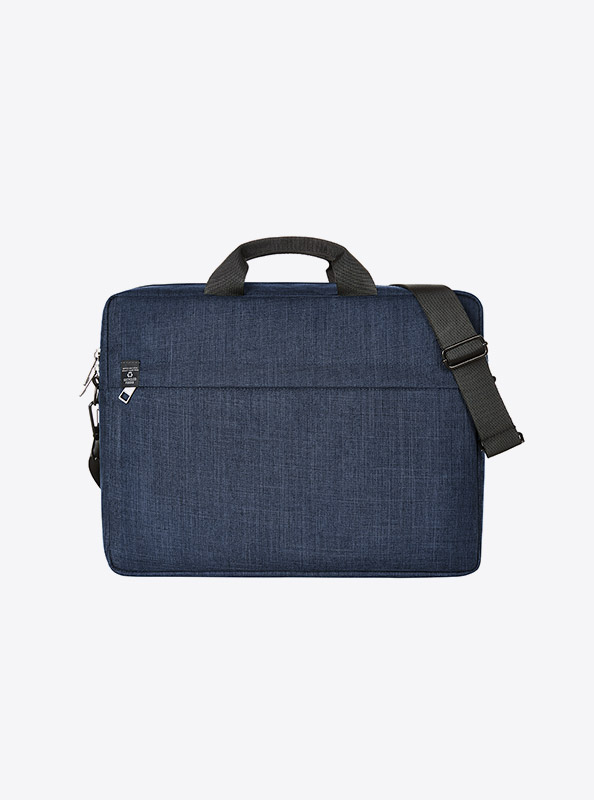 Business Tasche Easy Mit Logo Bedrucken Polyester Laptop Fair Produziert Blau Meliert Umhaengetaschen