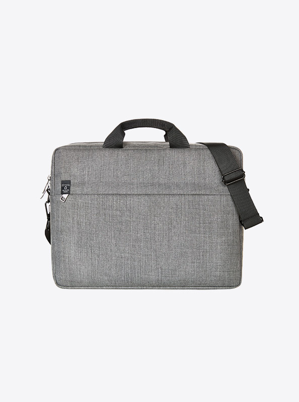 Business Tasche Easy Mit Logo Bedrucken Polyester Laptop Fair Produziert Hellgrau Meliert Umhaengetaschen