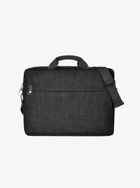 Business Tasche Easy Mit Logo Bedrucken Polyester Laptop Fair Produziert Schwarz Meliert Umhaengetaschen