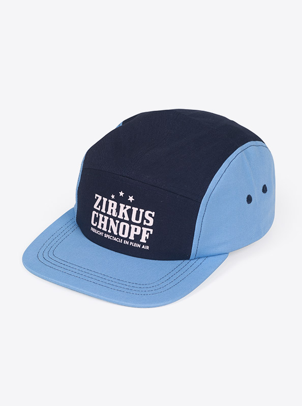 Camper Cap Siebdruck Logo Blau Zirkus Chnopf