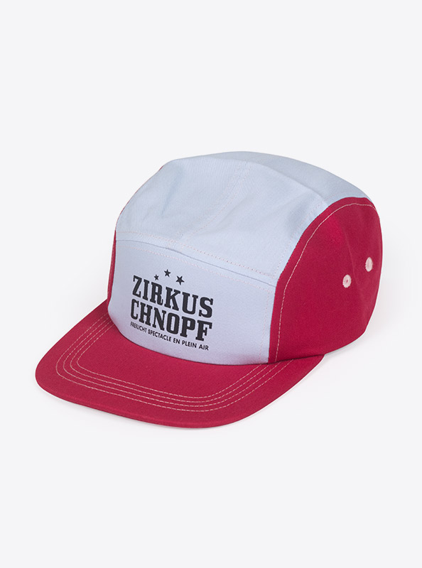 Camper Cap Siebdruck Logo Rot Zirkus Chnopf