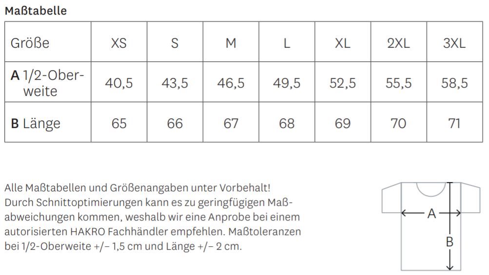 Damen Polo Shirt Hakro 110 Masstabelle