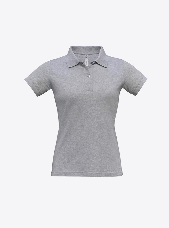 Damen Polo Shirt In Zuerich Besticken Bundc Safran Pw455 Heather Grey