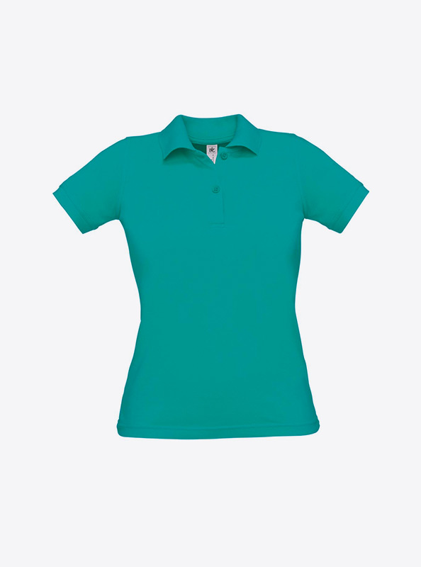 Damen Polo Shirt Klassisch Besticken Bundc Safran Pw455 Real Turquoise