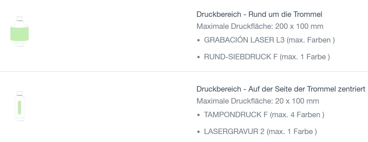 Druckbereich Trinkflasche Steel