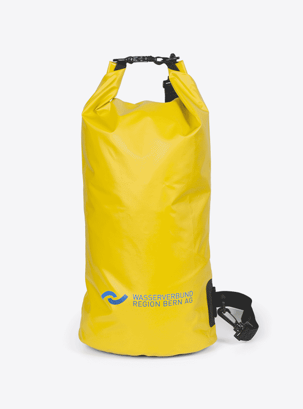 Dry Bag 10l Wasserverbund Bern Mit Logo Bedrucken Blachenmaterial Gelb