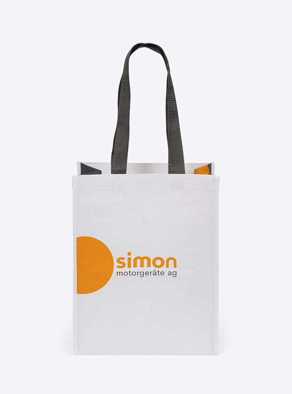 Einkaufstasche Rpet Simon Motorgeraete Mit Logo Bedrucken Tragtasche Laminiert Bedrucken