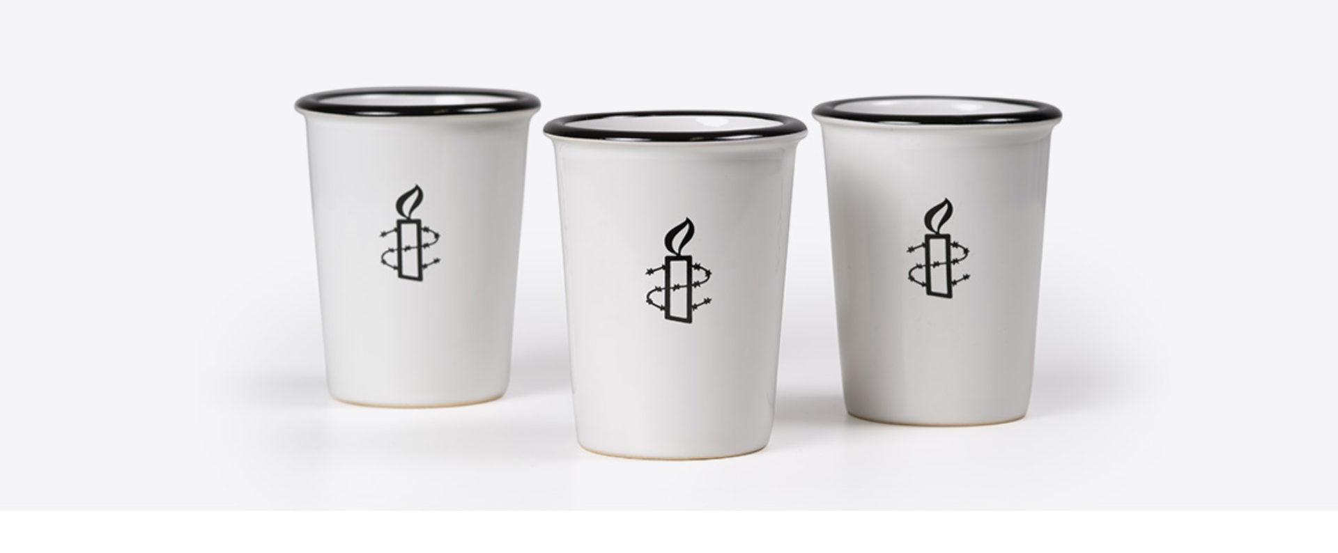 Espresso Tassen mit Amnesty International Icon bedruckt
