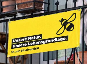 Fahne Banner Ja Zur Biodiversitaets Initiative Gelb