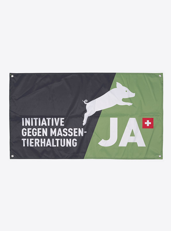 Fahne Mit Druck Initiative Gegen Massentierhaltung Mit Logo Bedrucken Individuell Gestalten Polyester Digitaldruck