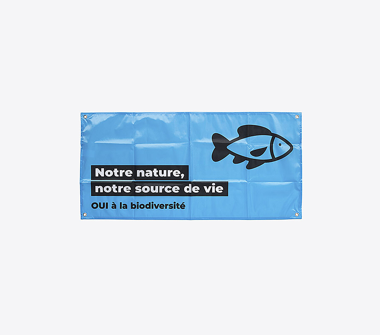 Fahne Mit Druck Politikwerkstatt Oui A La Biodiversite Mit Logo Slogan Bedrucken Kampagne Polyester Mit Oesen