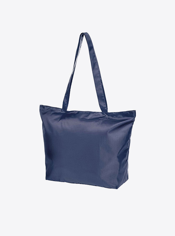 Faltbare Tasche Easy Mit Logo Bedrucken Reissverschluss Zusatztasche Reisetasche Polyester Marine