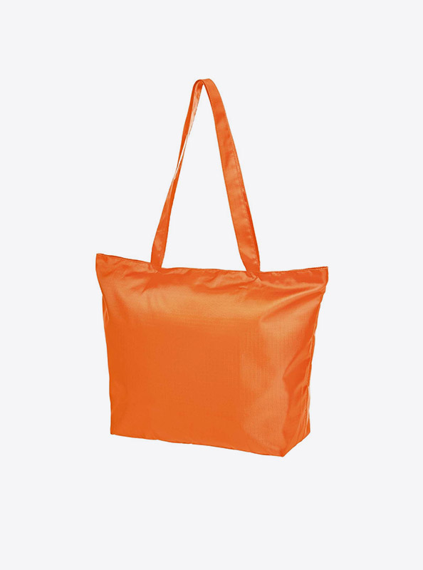Faltbare Tasche Easy Mit Logo Bedrucken Reissverschluss Zusatztasche Reisetasche Polyester Orange